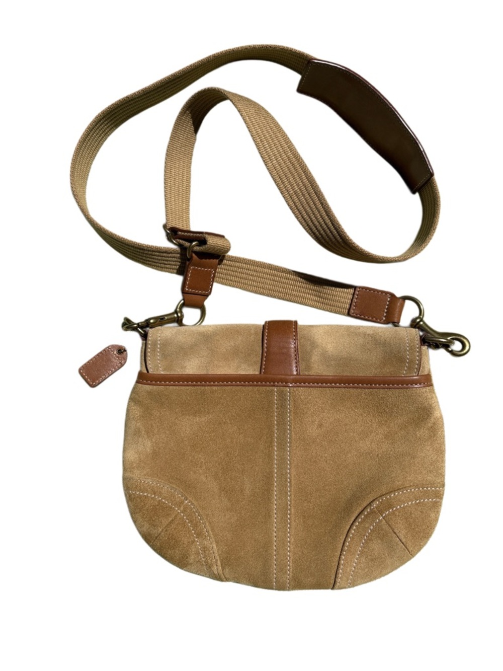 Coach Vintage 2004 Y2K Soho Crossbody Tan Suede with Brown Leather Trim 4743 - Picture 2 of 10